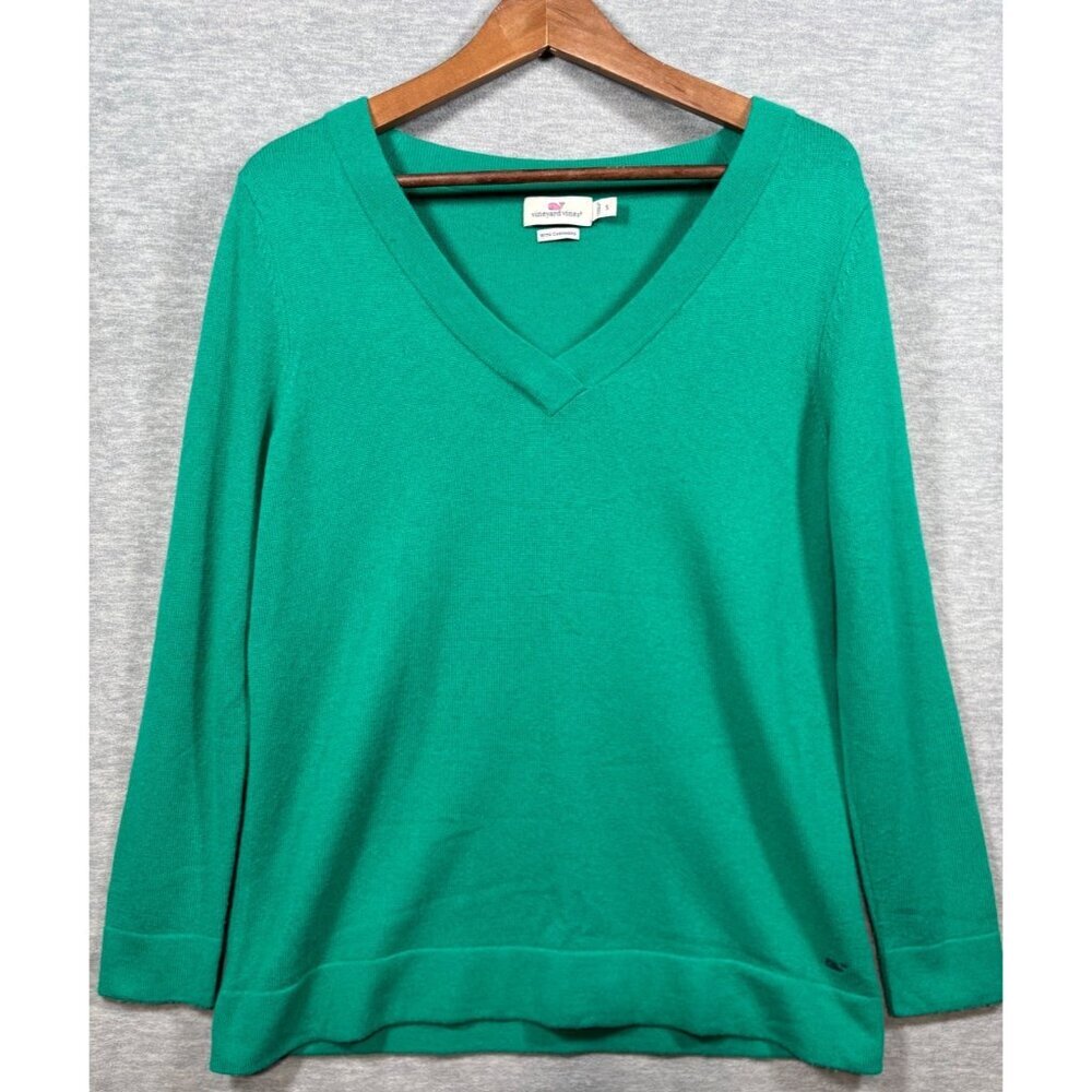 Vineyard Vines Green V-Neck Sweater‎ Wool Cashmere S Womens